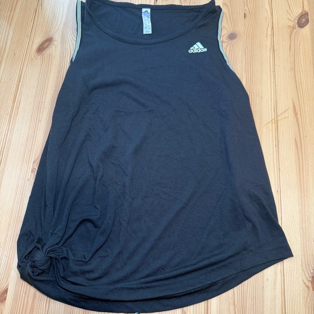 Adidas Womens Black Knotted Tie Front Tank Top Size Medium